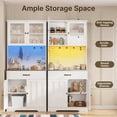 thumbnail image 4 of Asofer 71" H Farmhouse Pantry Cabinet with LED Lights, Charging Station, Doors & Drawers, Gray, 4 of 11