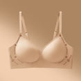 thumbnail image 2 of Qgtaibl Seamless Wireless Bralette for Women Ribbed Knit Letter Floral Print Soft Padded Bra Adjustable Thin Straps Push Up Comfort Daily Bras Beige M, 2 of 6