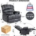 thumbnail image 5 of Large Manual Recliner Chair, Soft Fabric Push Back Recliner with Overstuffed Armrest and Backrest, Living Room Single Sofa Recliners, 5 of 7