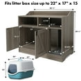 thumbnail image 2 of Front Row Cat Litter Box Furniture Enclosure, Wooden Hideaway Litterbox, Magnetic Closure with Metal Latch, Includes Cat Littler Trapping Non-Slip Mat with Scatter Control, Greige, 2 of 7