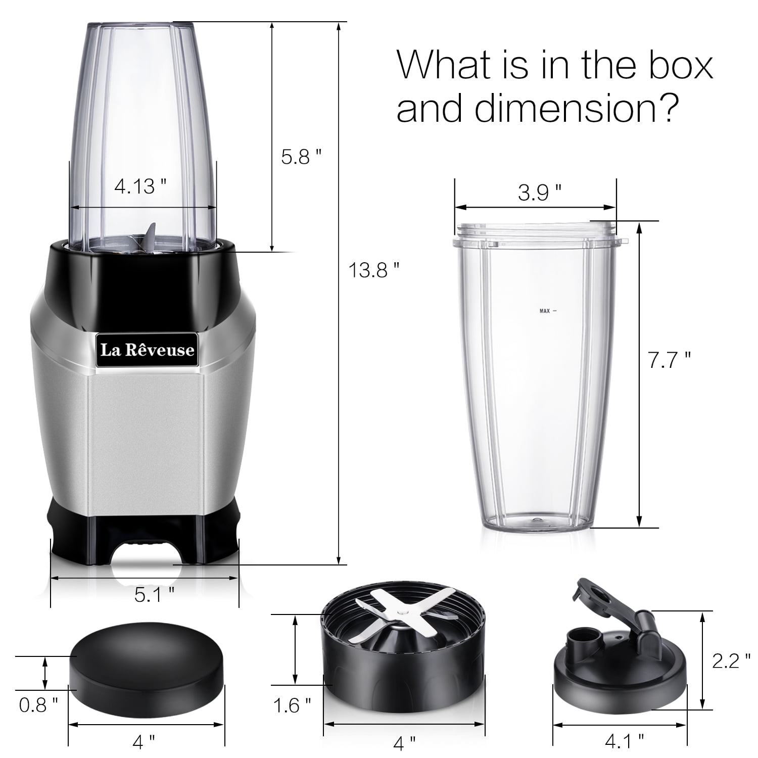La Reveuse Smoothie and Shakes Countertop Blender 600 Watts with 20 oz Travel Bottle (1 Bottle)