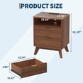 thumbnail image 2 of Ourlova Modern Fluted Nightst& w/ USB Ports Outlets - 2 Drawers + Open Shelf Narrow End Table Bedside Table Night St& w/ Charging Station for Bedroom Living Room Solid Wood Frame Waln, 2 of 7