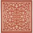 thumbnail image 2 of Safavieh Courtyard Nanda Botanical Indoor/Outdoor Area Rug, Red/Natural, 6'7" x 6'7" Square, 2 of 13