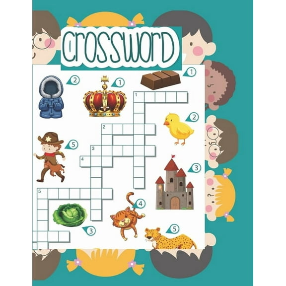 Crossword: Large easy to print crosswords for kids, (Paperback)