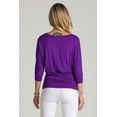 thumbnail image 4 of Women's Luxe Rayon V Neck Dolman 3/4 Sleeve With Side Ruched Top Lightweight fabric with Great Stretch DKPurple L, 4 of 4