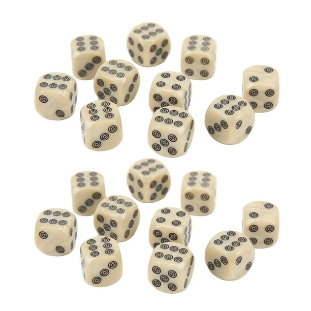 Juego de dados 20 piezas de dados blancos de grano perlado de plástico de seis caras de 16 mm duraderos para la enseñanza de matemáticas ANGGREK Otros