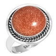 thumbnail image 1 of 925 Silver Ring For Women - Teens Brown Gold Sunstone Stone Silver Ring Size 10 Hand Made Silver Ring Size 10 Gift For Girl Friend On Engagement 925 Gemstone Silver Jewelry, 1 of 5