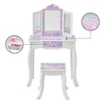thumbnail image 3 of Fantasy Fields Gisele Starry Sky Wooden Kids Play Vanity Set with Tri-Fold Mirror & Stool, White & Lavender, 3 of 8