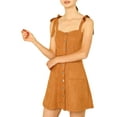 thumbnail image 6 of INSPIRE CHIC Women's Faux Suede A Line Short Button up Overall Dresses XL Brown, 6 of 7
