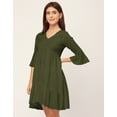 thumbnail image 2 of Moomaya Trendy V Neck Solid Rayon Dress - Tired Look, Casual Daywear Regular Fit, 2 of 9
