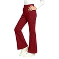 thumbnail image 2 of Spazoro Girls Flare Pants with Pockets, Solid Color Warm Stretchy Loose Fit Flare Leg Elastic Waist Casual Trousers for Daily Wear Red Size 6, 2 of 8