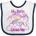thumbnail image 3 of Inktastic My Nana Loves Me Unicorn Girls Baby Bib, 3 of 4