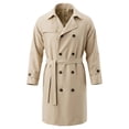 thumbnail image 2 of Hulanddfd Mens Coat Double Breasted Belted Trench Coat, Long Windbreaker with Pockets & Button Cuffs, Elegant Outerwear, 2 of 8