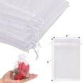 thumbnail image 2 of ABCISI  Organza Bags, 100Pcs 4"x6" Drawstring Jewelry Pouches for Wedding- Black Mesh Gift Pouches for Jewelry, Candy, Makeup (white), 2 of 15