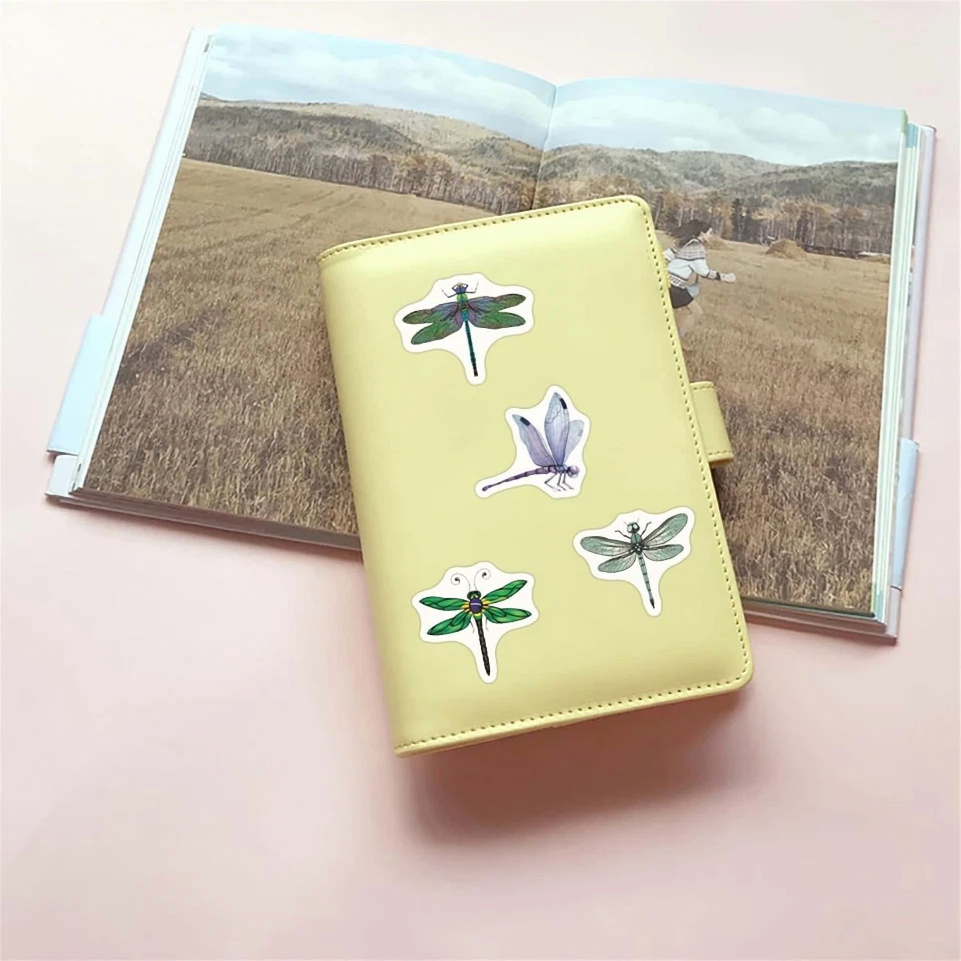 BUTTERFLY- 500 Pcs Dragonfly Stickers Roll For Kids, Mixed Theme Cyan