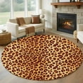 thumbnail image 2 of Round Rugs 5 Ft, Leopard Texture Print Non Slip Area Rugs for Kitchen Bedroom Entryway, Orange Yellow Retro Farmhouse Washable Carpet Runner Rug Floor Mats for Bedroom Home Decor, 2 of 9