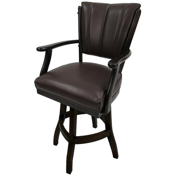 Tobias Designs Classic 26" Swivel Wood Counter Stool in Brown - Vinyl