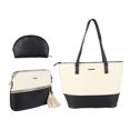 thumbnail image 2 of Women 3 in 1 Shoulder Bag PU Leather Purses Handbags Top Handle Satchel Bags Purse Set with Shoulder Strap White and Black Free Size, 2 of 8