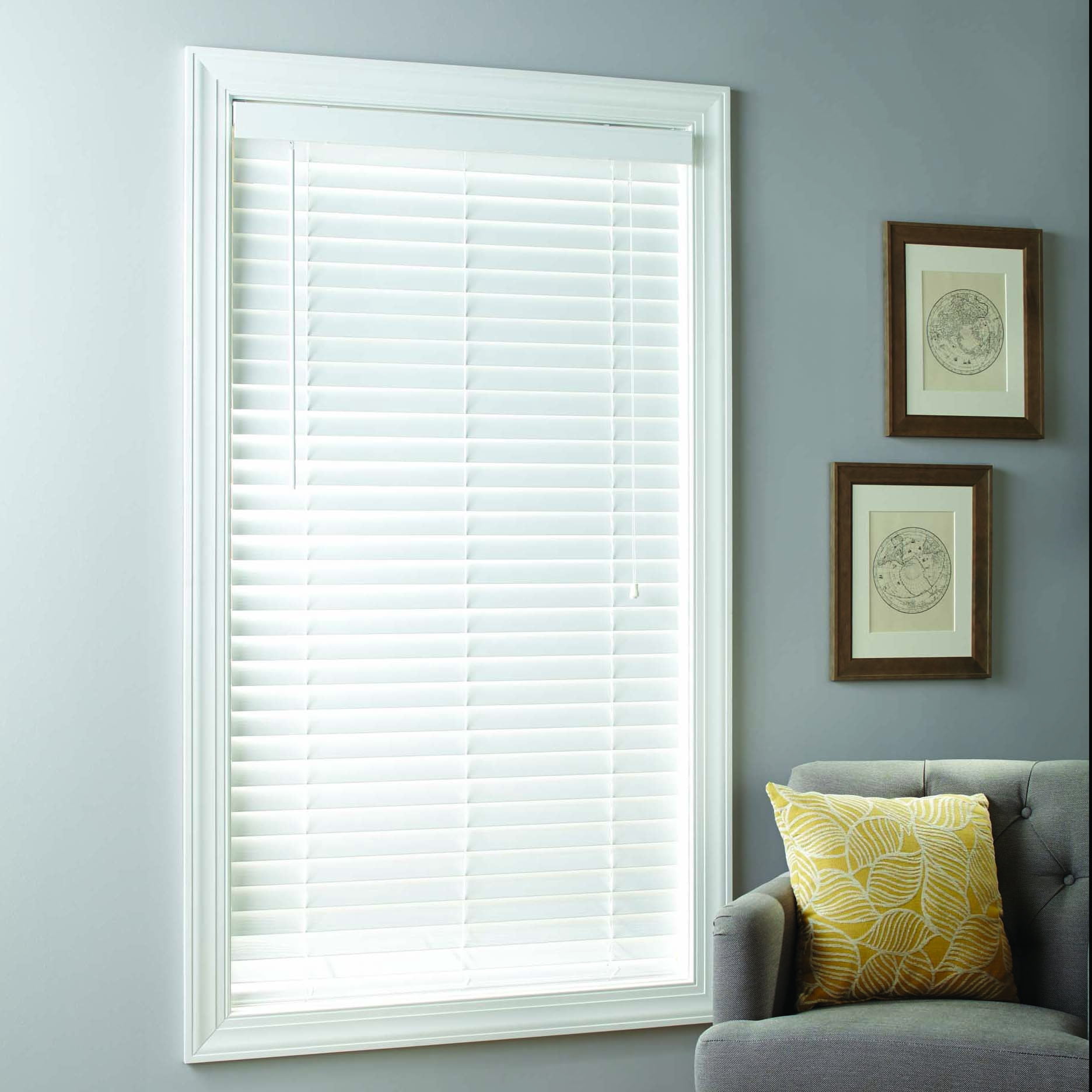 2" Cordless Faux Wood Blinds White 