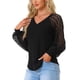 thumbnail image 4 of INSPIRE CHIC Blusa de Manga Larga con Encaje para Mujeres, Estilo Casual con Cuello en V, Color Negro S, 4 of 6
