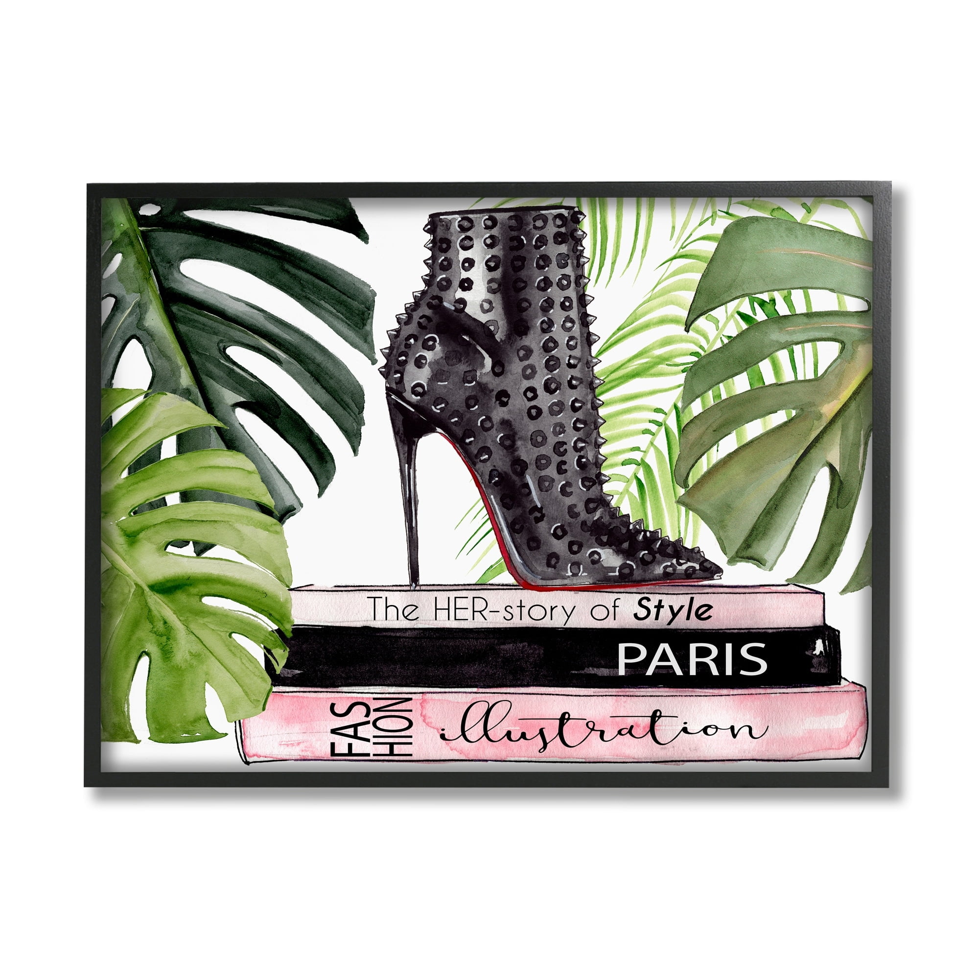Stupell Industries Her-story of Style Phrase Glam Fashion Book Stack, 30 x 24,Design by Jennifer Paxton Parker