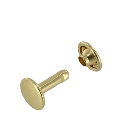 Double Cap Rivet, Natural Brass, Solid Brass-LL (100 sets per bag), Multiple Sizes