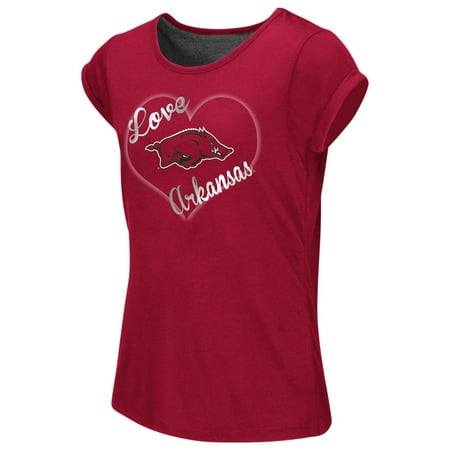 Arkansas Girl - Arkansas Razorback Girls Tee Heathered Split Back T-Shirt
