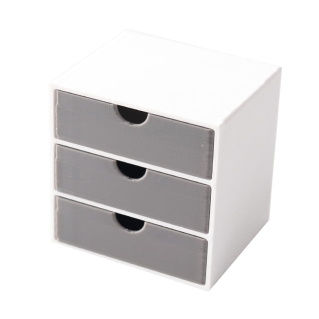 Armario para casa de muñecas a escala 1:12 con 3 cajones, accesorio decorativo para casa de muñecas, modelo de armario de almacenamiento en miniatura Gris blanco