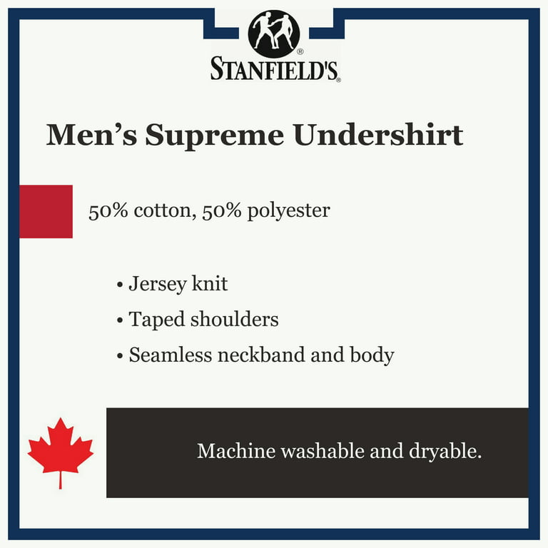Stanfield's Men's Supreme Cotton Blend Crew Neck Undershirts