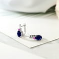 thumbnail image 4 of Gem Stone King 925 Sterling Silver Blue Sapphire and Pink Sapphire Earrings for Women (5.10 Cttw, Gemstone September Birthstone, Oval 9X7MM), 4 of 4