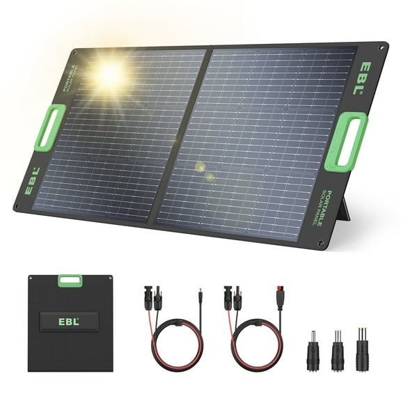 EBL 100W Foldable Solar Panel, High-Efficiency 18V Portable Solar Charger for Power Stations, Waterproof, Ideal for Camping, RV Trips & Off-Grid Use