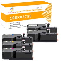 Toner H-Party 5-Pack Compatible Toner Cartridge for Xerox 106R02759 Phaser 6020 6022, WorkCentre 6025 6027 Printer (2x Black Cyan Magenta Yellow)