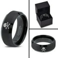 thumbnail image 4 of Tungsten Skull and Crossbones Bones Band Ring 8mm Men Women Comfort Fit Black Beveled Edge Brushed Polished, 4 of 4