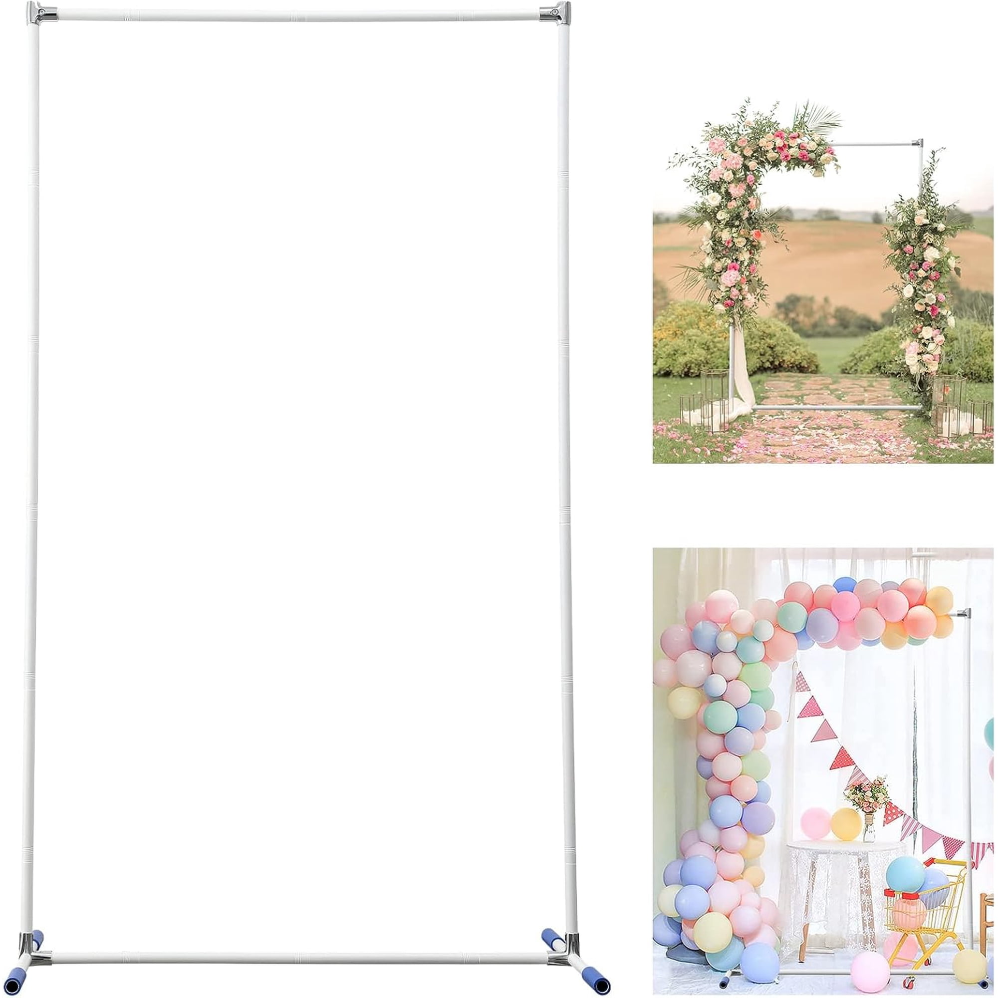 FLY HAWK Wedding Arch for Ceremony, Arch Backdrop Stand Square Arch for Outdoor, White, Stainless Steel, 7x6FT
