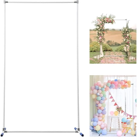 FLY HAWK Wedding Arch for Ceremony, Arch Backdrop Stand Square Arch for Outdoor, White, Stainless Steel, 7x6FT