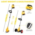 thumbnail image 4 of Weed Eaters, Cordless Weed Trimmer with Wheels, 2Pcs 4000mAh Batteries, Adjustable Length, 650W Grass Trimmer/Edger/Brush Cutter for Lawn Yard Garden Maintaining (Yellow), 4 of 11