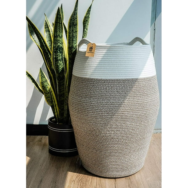 Goodpick Large Laundry Hamper Woven Cotton Rope Clothes