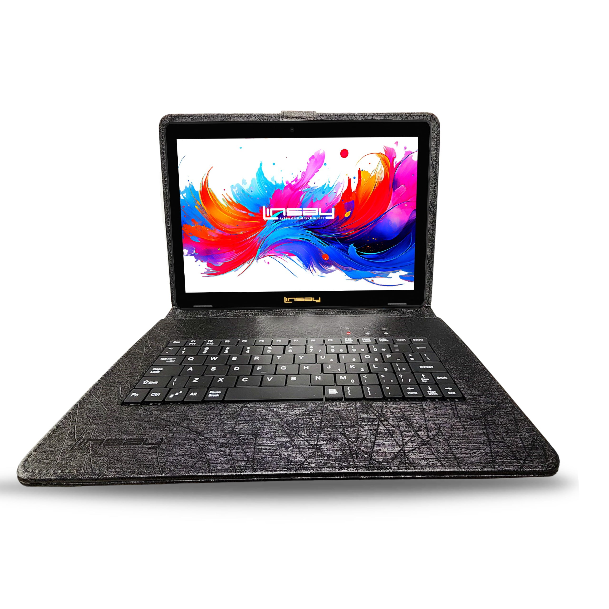 LINSAY 10.1" Octa Core 256GB Storage Android 15 with Unique Oracle Keyboard Case and Tablet Briefcase