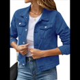 thumbnail image 1 of Chaquetas Vaqueras para Mujer, Básicas, de Larga, con Botones, Estilo Corto, A Azul Oscuro XL, 1 of 7