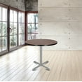 thumbnail image 2 of Hampden Furnishings Bennet Collection Steel Frame 36" Round Top, X Base, 30" Height, Cafe Table Grey Frame/Mahogany Top, 2 of 5