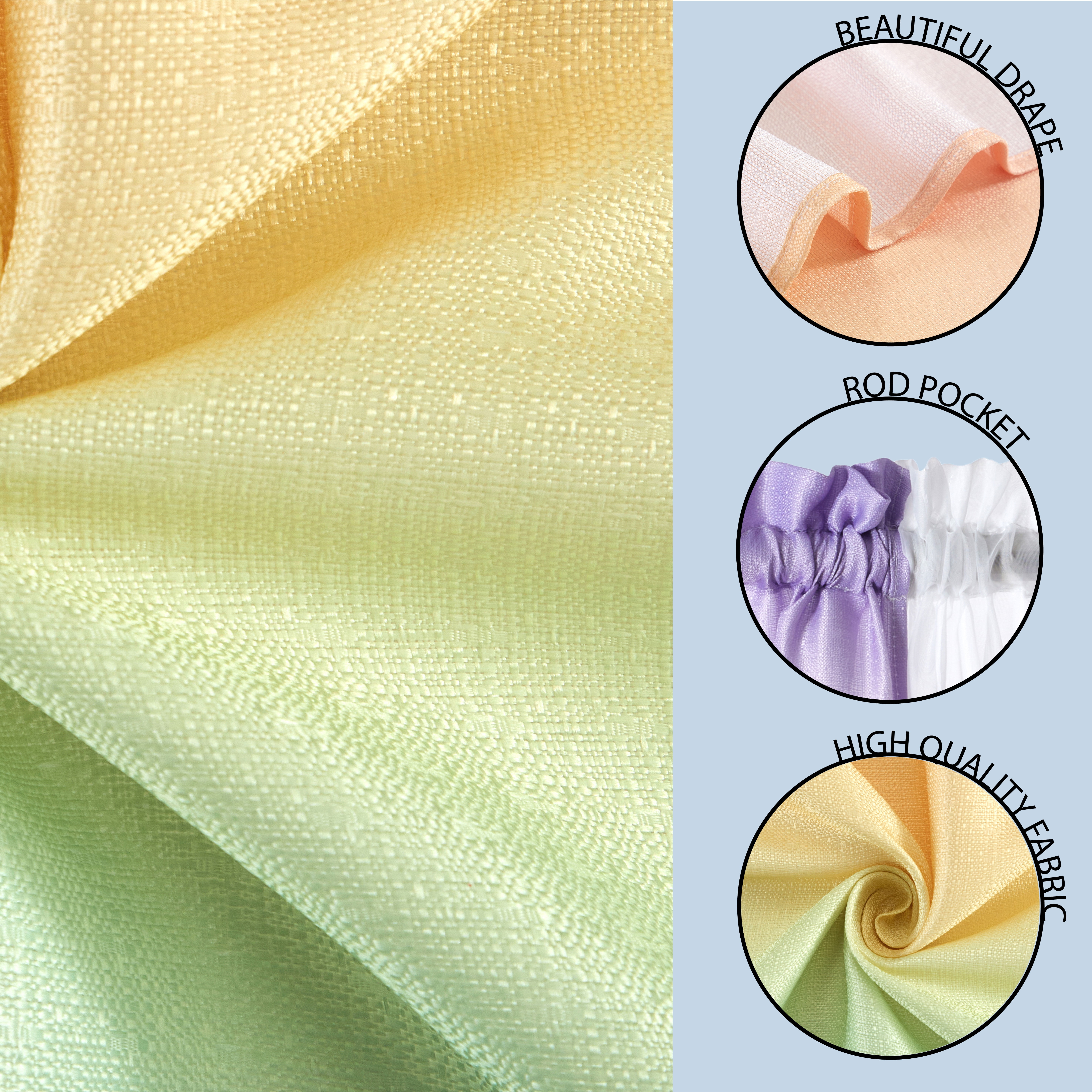 Your Zone Curtain and Sheers Panel Set, 4-Piece, Ombre, 27.5" W x 84" L