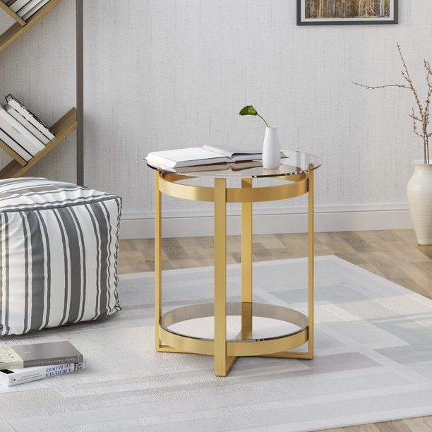 Tate Tempered Glass Coffee Table | Round | Modern | Iron ...