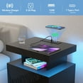 thumbnail image 3 of Hommpa LED Nightstand Wireless Charging Station USB Type C Outlets Bedside Table 3 Drawers Black Night Table Modern Smart Nightstand High Gloss End Side Table for Bedroom Furniture 26.8" Tall, 3 of 12