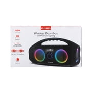 Aiwa Wireless Boombox Bluetooth Speaker, 120W Peak Power, IPX7 Waterproof, 15Hr Playtime, 7 LED Light Modes, USB-C Fast Charging, True Wireless Pairing, Outdoor & Party Speaker