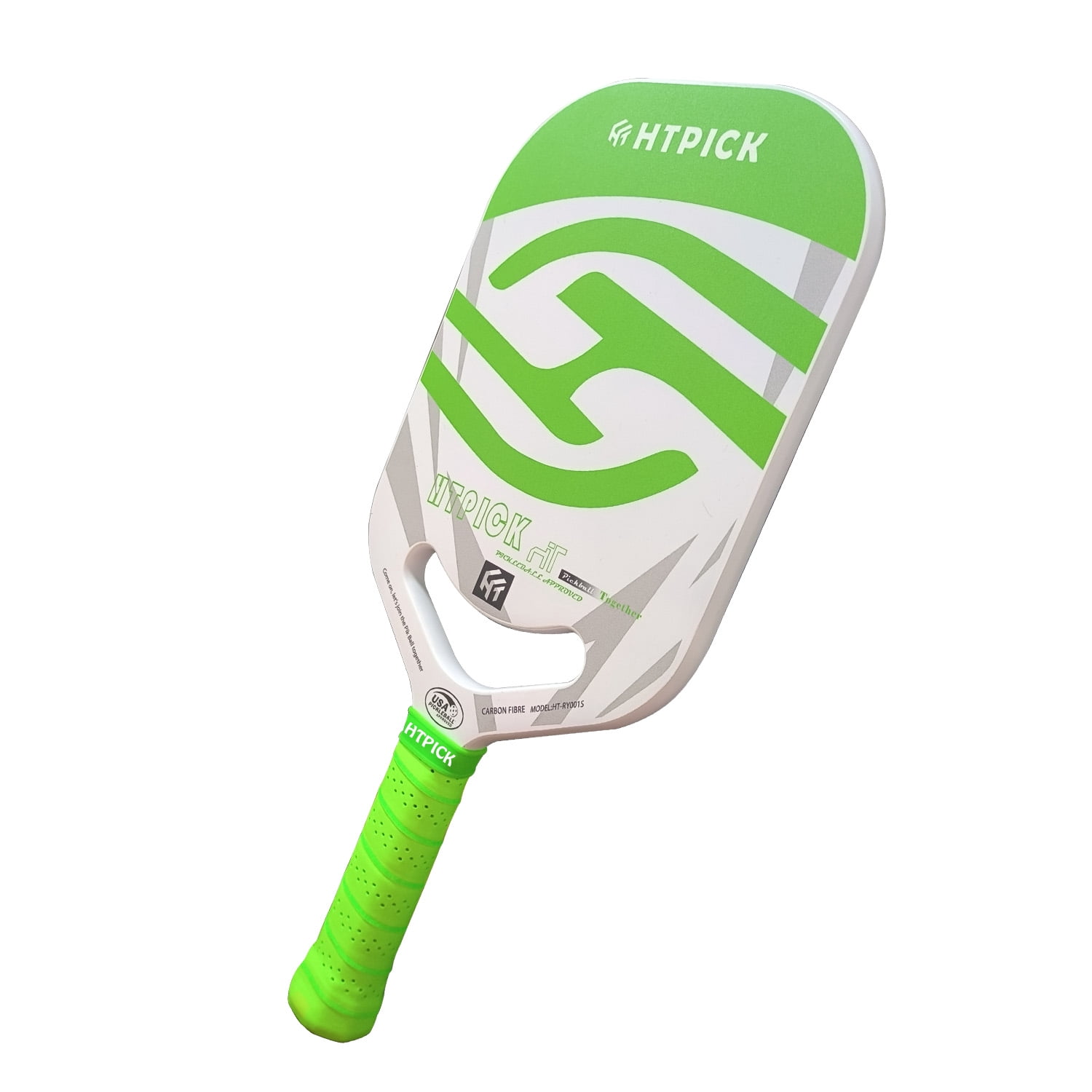 HTPICK Thermoformed Pickleball Paddle - T700 Carbon Fiber Surface, 16mm Honeycomb Core, Green, USAPA Approved