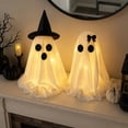 thumbnail image 4 of Outdoor Halloween Decorations, 24 Inch Black Bow Ghost Halloween Decor, Light Up White Standing Halloween Ghost Decoration, 1 Piece Cute Ghost Halloween Decor Piece, Versatile, 4 of 7