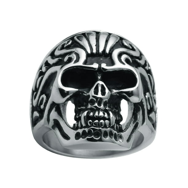 Men's Stainless Steel 29.5MM Antiqued Skull - Mens Ring - Walmart.com