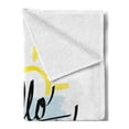 thumbnail image 2 of Hello Summer Soft Flannel Fleece Throw Blanket, Freehand Brush Strokes Background Calligraphy Summer Elements, Cozy Plush for Indoor and Outdoor Use, 70" x 90", Pale Yellow Almond Green, by Ambesonne, 2 of 5