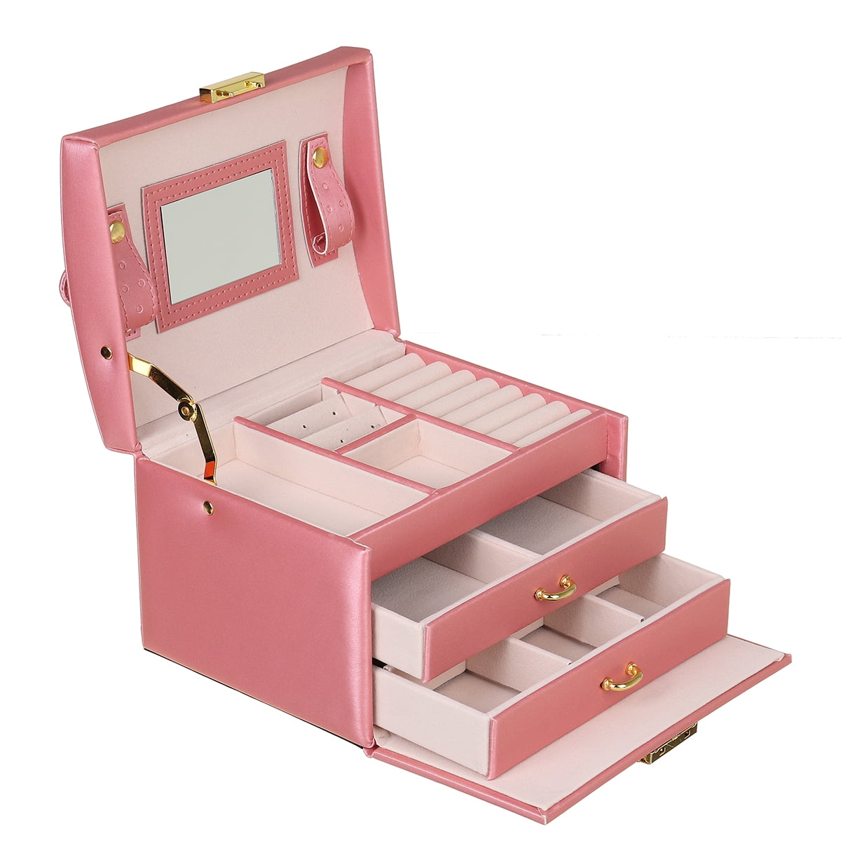 Swthlge Travel Jewelry Case for Women Fashion，Travel Jewelry Case Organizer，Ring  Necklace Earring Jewelry Holder Organizer Box with Mirror,Personalized Pink  Jewelry Case for Girls Jewelry Box (E)… - Yahoo Shopping