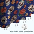 thumbnail image 6 of Blue Skull Rose Flower Pattern Shower Curtain 36"x72" ,Bathroom Decorative Shower Curtains Set with 12 Hooks,Modern Waterproof Washable Shower Curtain, 6 of 6